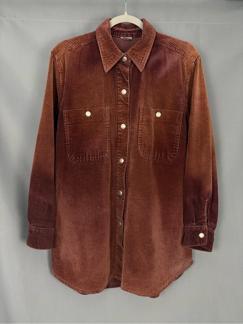 Vintage Rust Corduroy Shacket Oversized Button Front Workwear Jacket Unisex